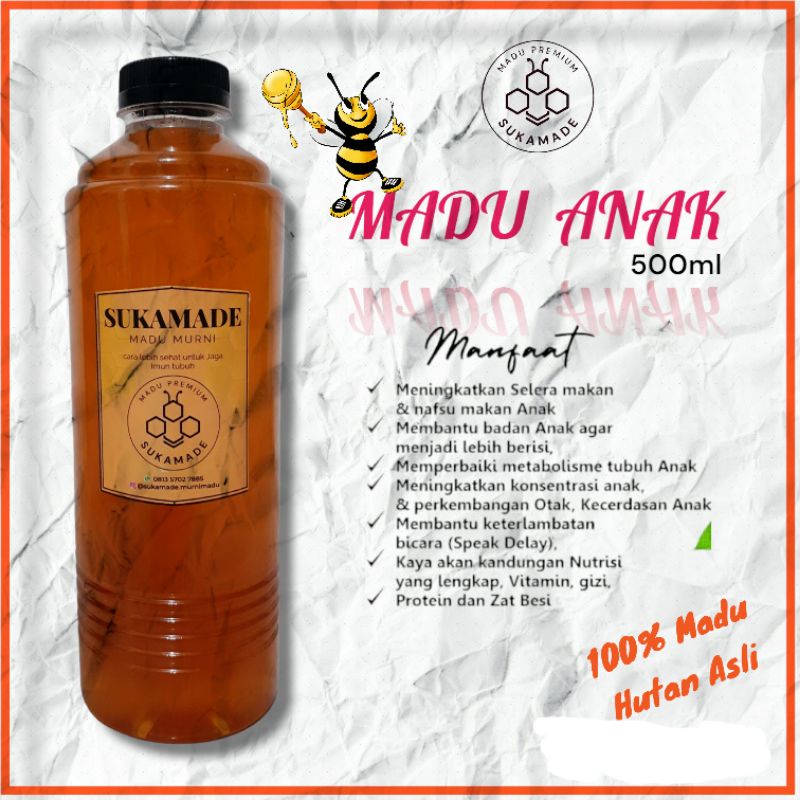 

SUKAMADE Madu Anak 250ml/500ml - Madu Hutan 100% Asli - Madu Murni - Madu Untuk Anak