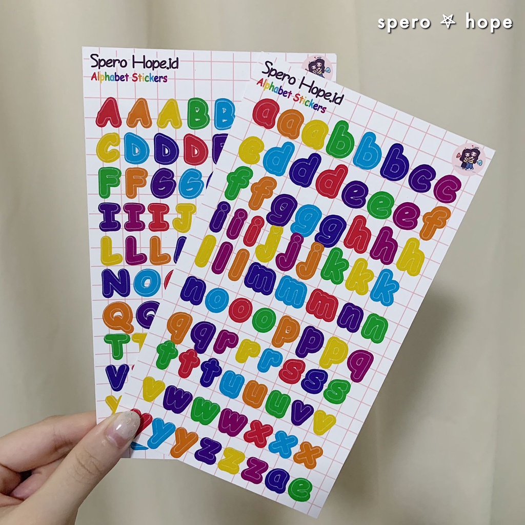 

SPEROHOPE - #ALPHABET Cute Rainbow Alphabet Aesthetic Sticker Sheet DIY Diary Sticker Jurnal BUJO Planner Deco Stiker Hias