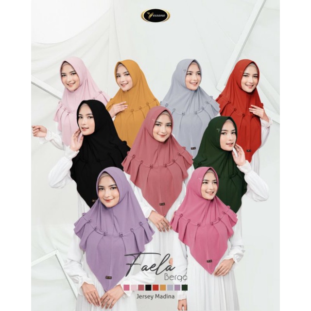 Yessana Bergo Jersey Premium Kerudung Jilbab Instan Khimar Syar’I Kudung Faela