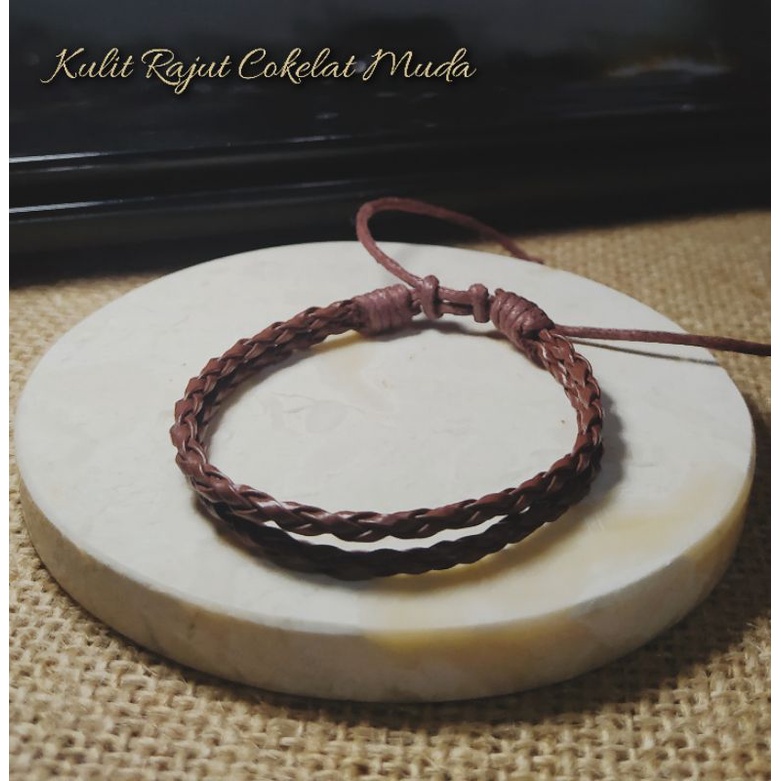 1 Lusin Gelang Rajut Kulit Sintetis 2 Rangkap isi 12pcs