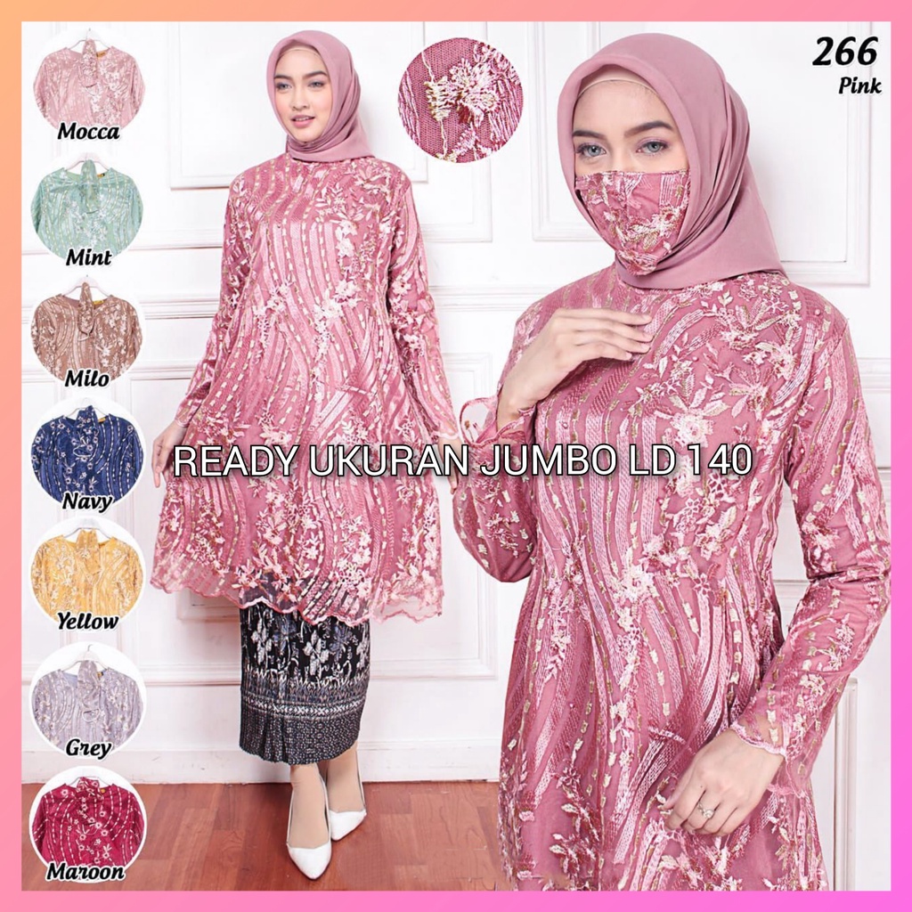 (Free Hijab) Kebaya Big Size LD 140 - Setelan Kebaya Jumbo - Dress Pesta Jumbo