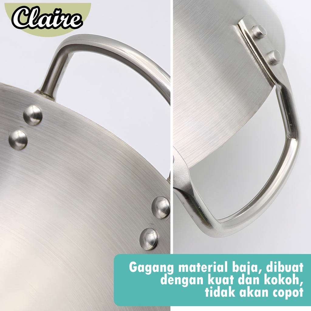 PANCI WAJAN STAINLESS STEEL / PANCI WAJAN ANTI LENGKET / WAJAN BULAT