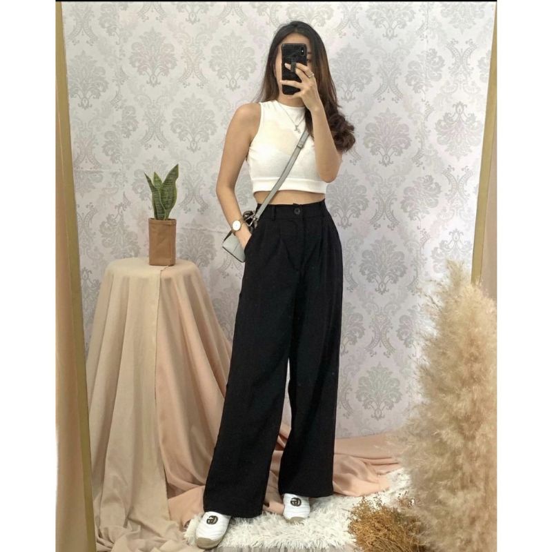 CELANA KULOT HIGHWAIST LOOSE PANTS WANITA / CELANA YORA PANTS WARNA