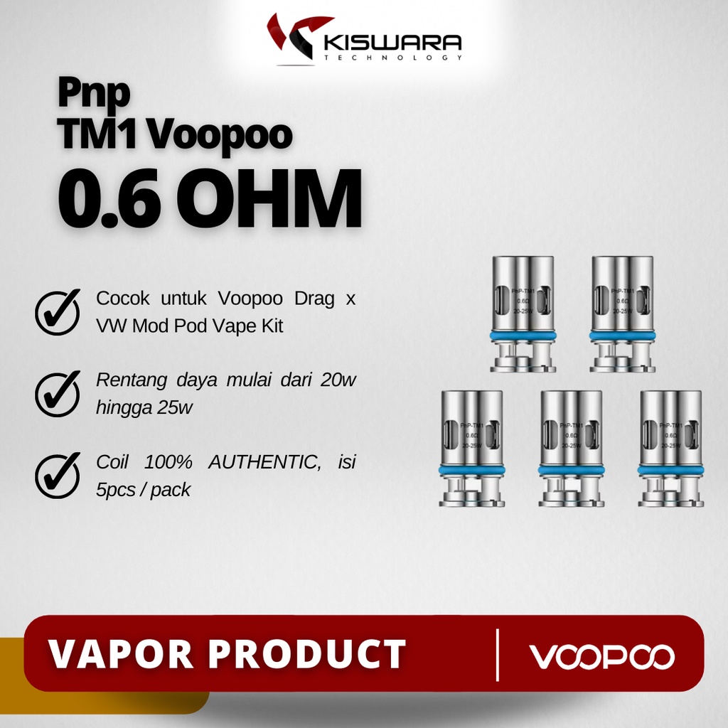 Voopoo PnP-TM1 0.6 Ohm Coil Head 1PACK isi 5 PCS