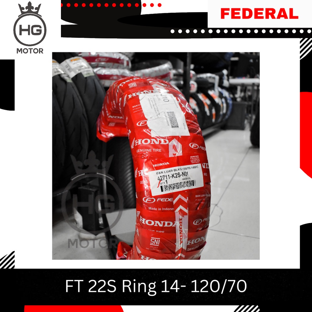 Ban Belakang Tubeless 120 70 ring 14 matic FEDERAL AHM 42711-K2S-N01