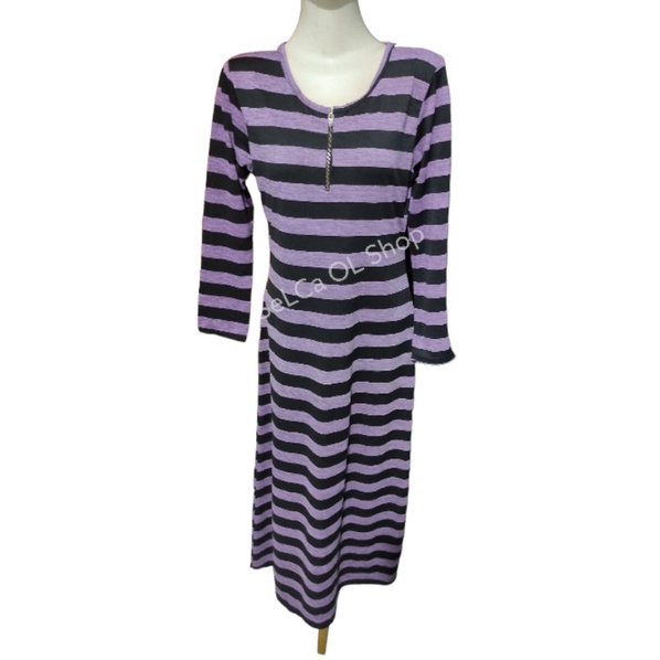 Gamis Salur Hitam Ungu LD 90-94 PJ 130