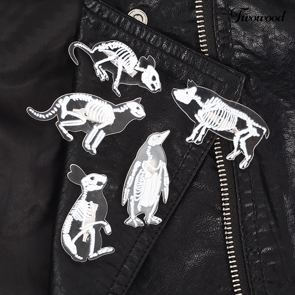 Twowood Clear Pig Cat Pinguin Kelinci Burung Tikus Bros Pin Denim Jaket Ransel Badge