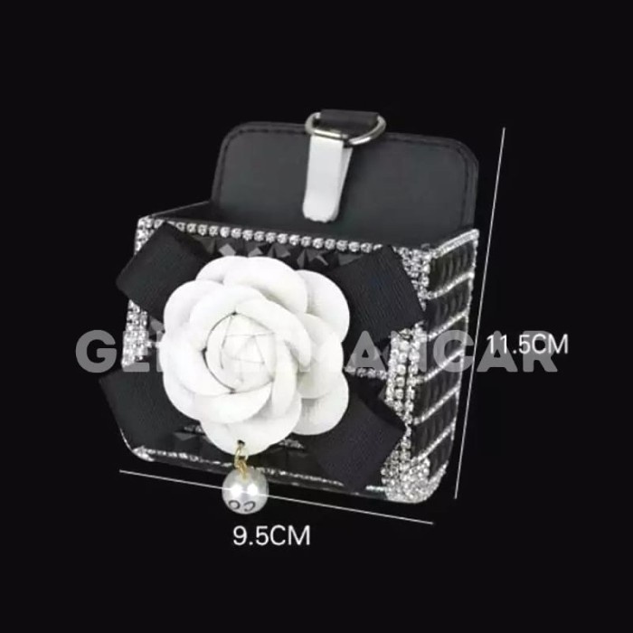 Box Holder Hiasan Bunga Mawar Mobil Tempat Penyimpanan Pouch Flower Bling Bling Organizer