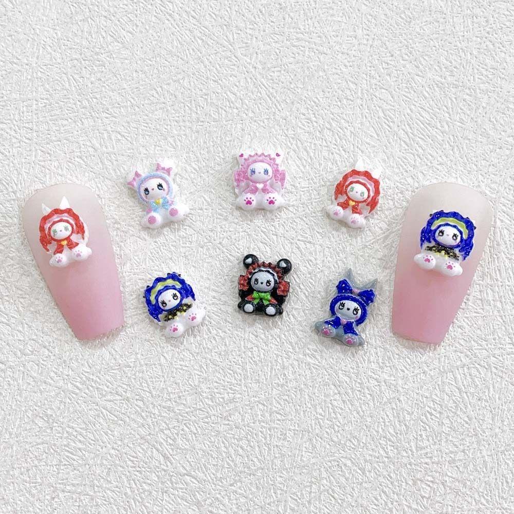 Needway Kartun Dekorasi Kuku Lucu Warna-Warni Kartun Boneka Resin Fashion Hiasan Kuku Perhiasan Kuku 3D