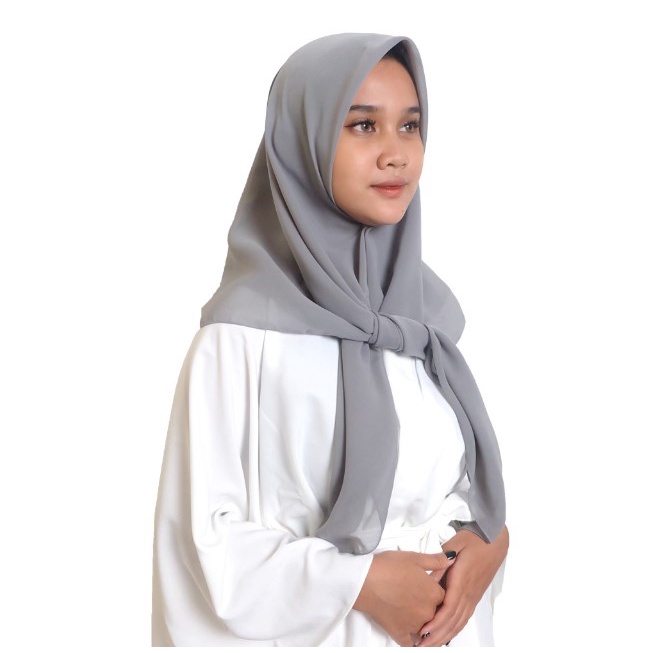 Square Bella Square Premium HIJAB 110X110 Kerudung Abu Navy BEST SELLER