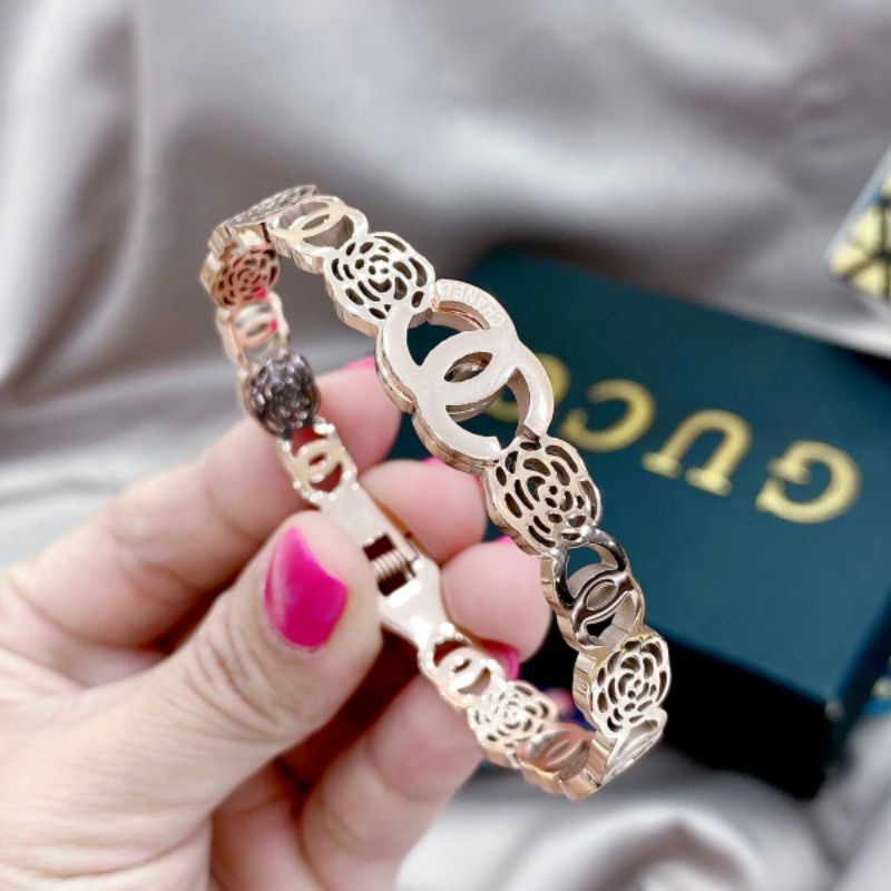 Gelang Titanium asli Rosegold Bahan Tebal Anti karat anti alergi stainless steel Premium anti karat Bracelet titanium ori gtt-007