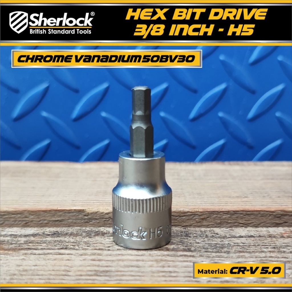 Mata Kunci Sok Socket Drive 3/8 &quot; inch Sherlock Hex Bit Shock L 5 mm