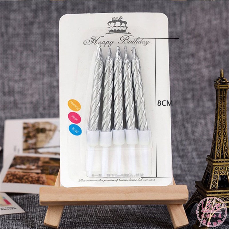 Lilin Ulang Tahun Ulir / Spiral Pendek METALIC | PASTEL isi 10 pcs - LPM Shop