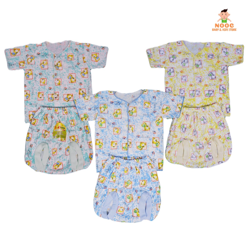 3 STEL Baju Bayi baru lahir / Baju New Born Motif / Baju bayi setelan 0-3 bulan SAHQUEEN SNI KATUN