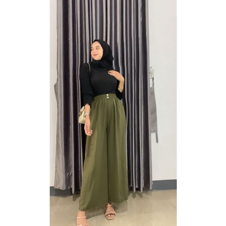 KULOT CRINKLE JUMBO KANCING DUA / CELANA PANJANG WANITA