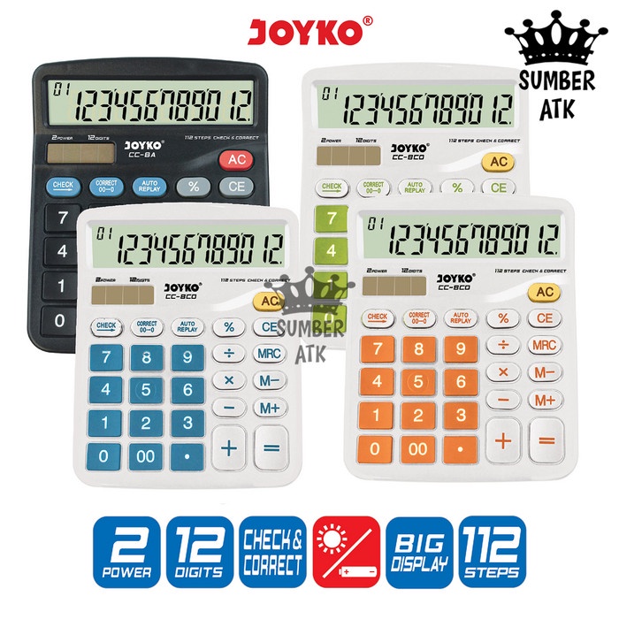 

PROMO Calculator Kalkulator Joyko CC-8 12 Digits Check Correct