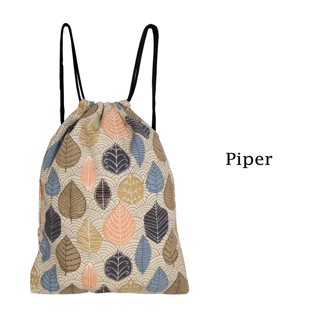 TAS SERUT DRAWSTRING BAG STRING BAG STRINGBAG BAHAN TWILL TEBAL MOTIF PIPER