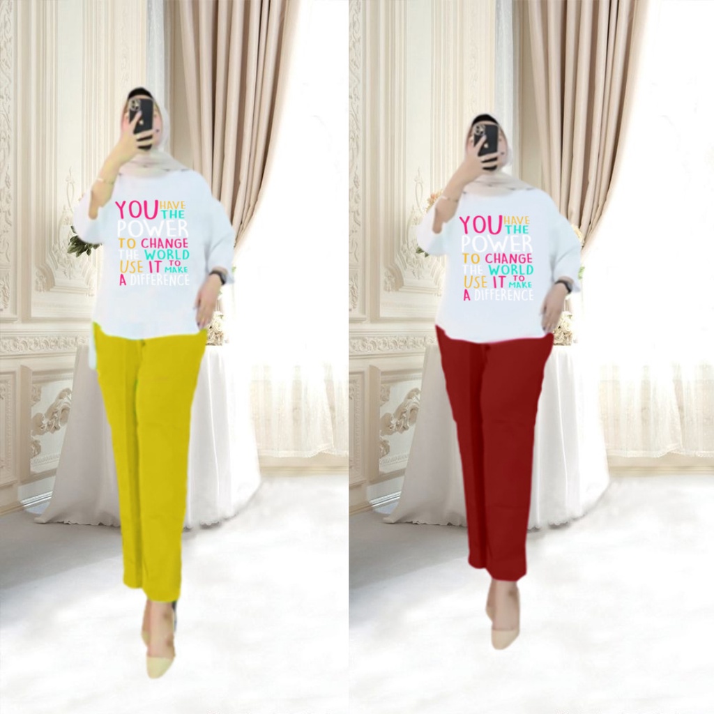 Setelan Tunik You Have Power Kombinasi /Set Blouse LD 110