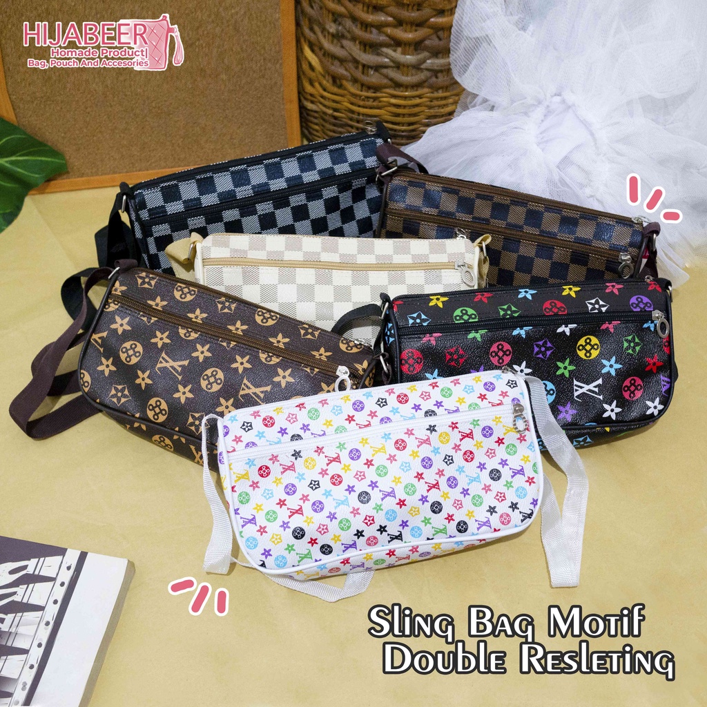 Tas Selempang Wanita Motif - Sling bag Motif Double Resleting - tas selempang