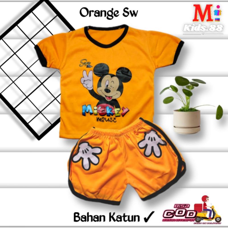 Setelan Playset  Cupa Cup Baju Anak MICKEY MOUSE/Set Anak Balita/Set Anak Unisex Buat Usia 0-4 tahun