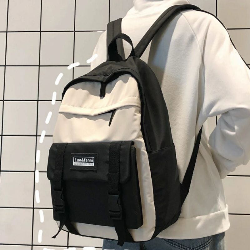 Tas Ransel Korea Hitam Putih Tas Murah Fashion Stylish Tas Ransel laptop Kerja Kuliah Sekolah Murah Cewek Cowok NYAMAN