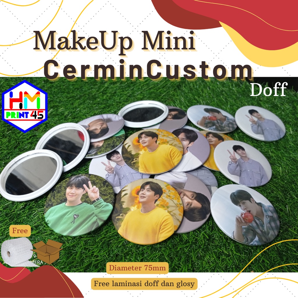 PIN CERMIN KACA MAKE UP 75mm SOUVENIR CUSTOM