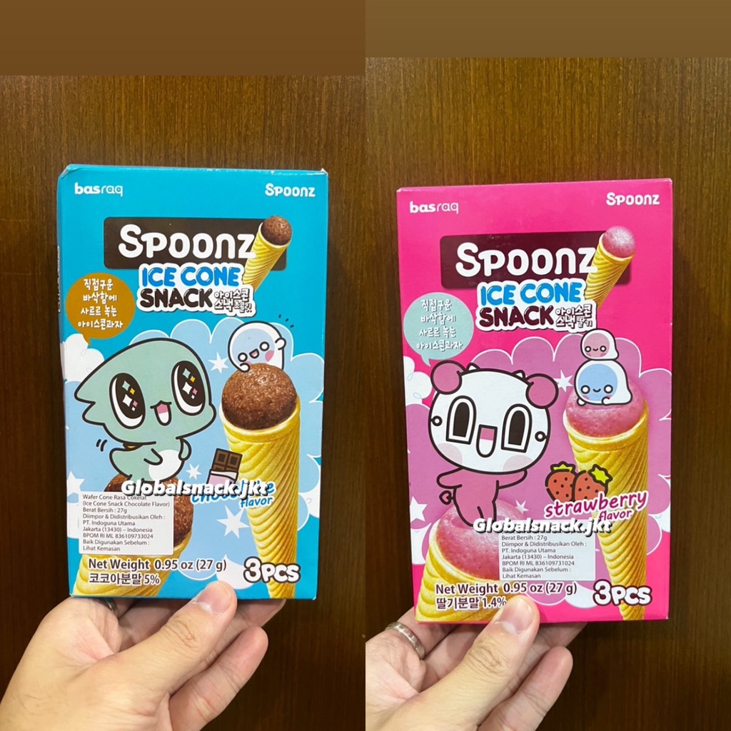 

BASRAQ SPOONZ ICE CONE SNACK STRAWBERRY / SPOONZ ICE CONE CHOCOLATE KOREA