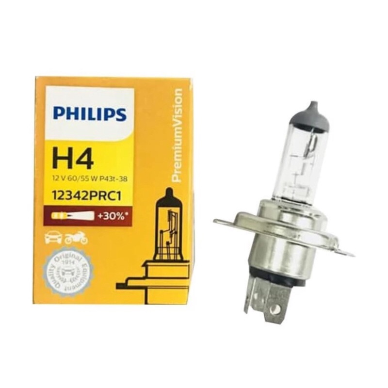 Bohlam Lampu Utama Mobil Halogen PHILIPS H4 12V 60/55W Dan 100/90W Original