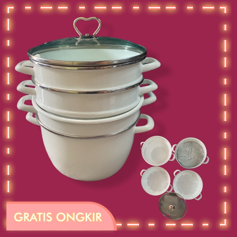 Chefina Bonanza Multifunction W/ Fryer 24 cm Crystal White Panci Enamel