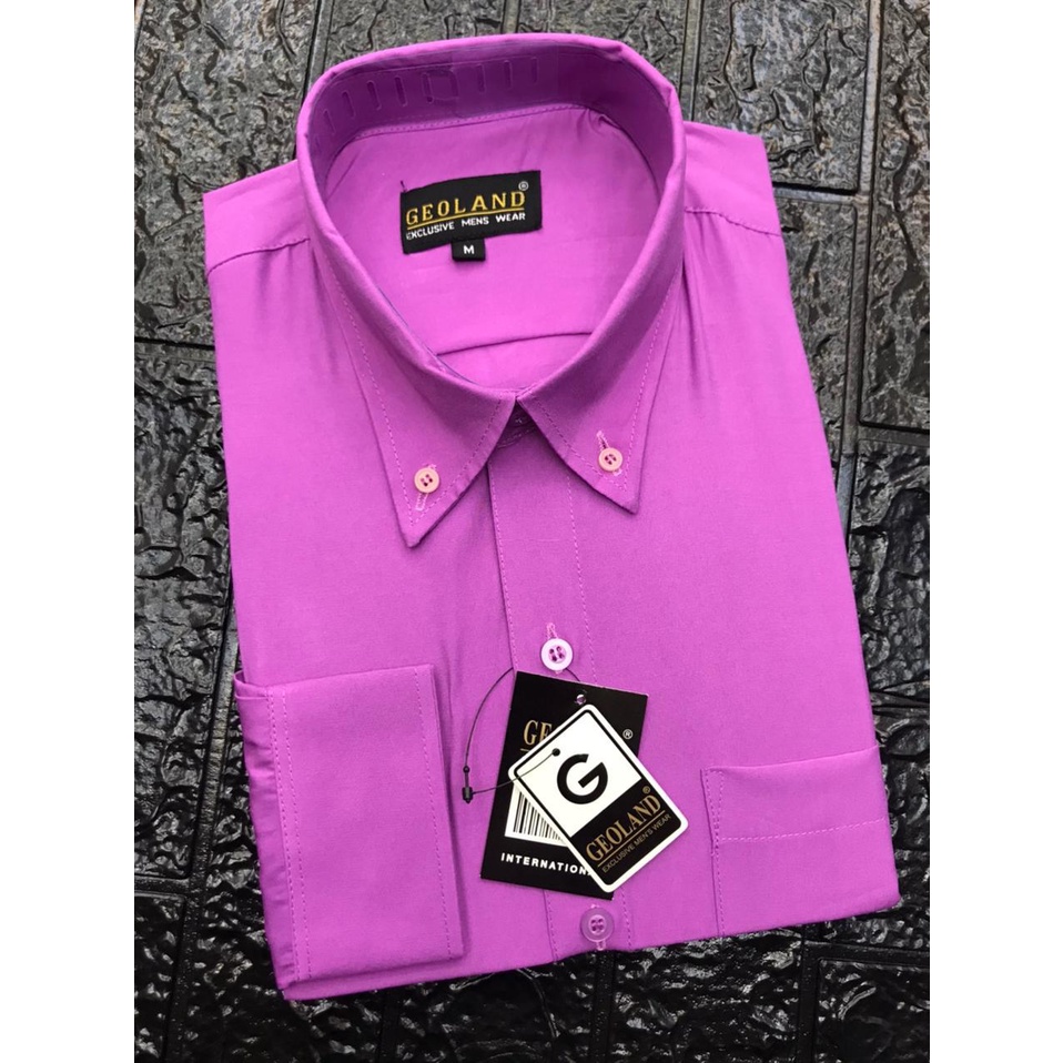 KEMEJA POLOS LENGAN PANJANG PRIA GEOLAND (UNGU MAGENTA)