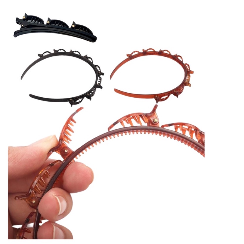 POKY - D6083 Jepit Rambut Gaya Korea / Bando Jepit Multi B758 / Layer Hollow Double Bangs Hairstyle / Bando Jepit Rambut / Bando Fashion Korea