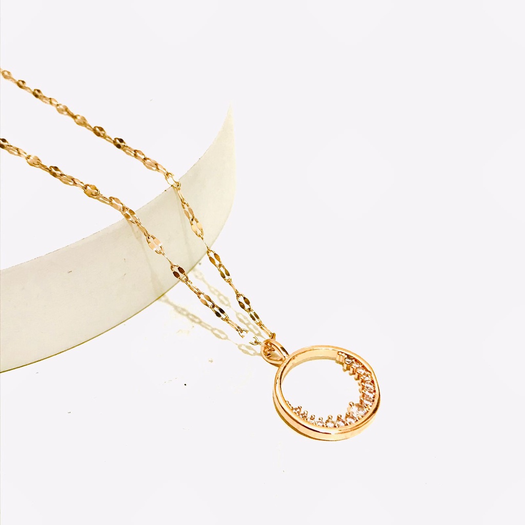 Kalung Titanium Wanita Lapis Emas Anti Karat KT-274-16-AMK