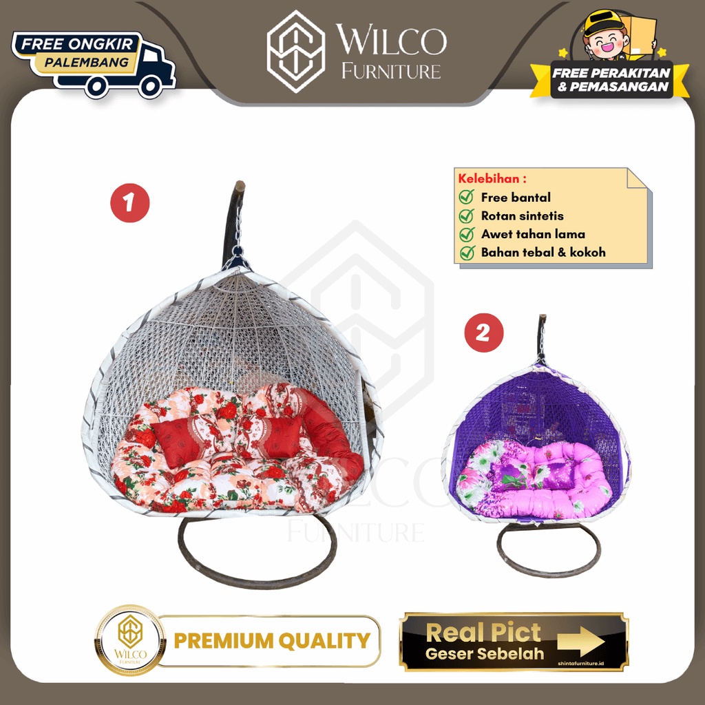 Ayunan Bawang Jumbo / Ayunan Rotan Sintetis / Ayunan Taman Minimalis