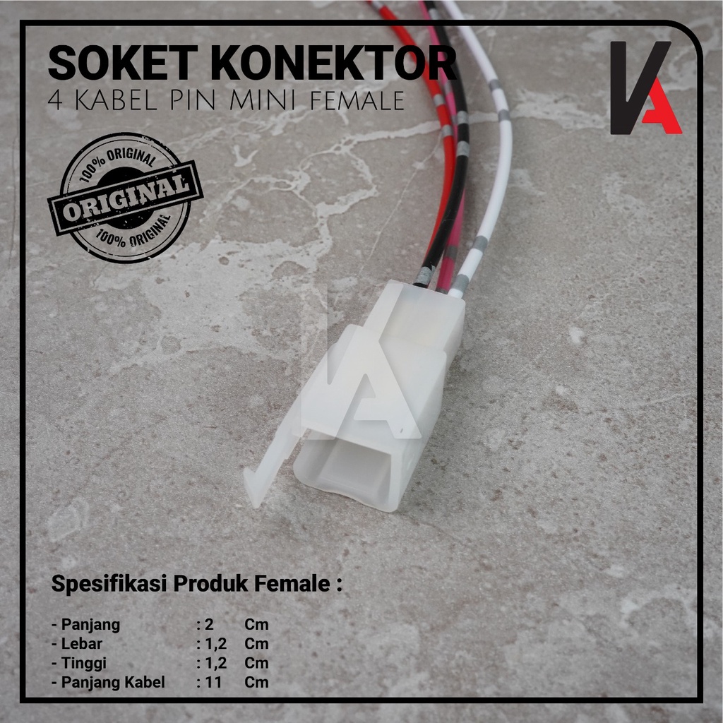 Soket Sambung 4 Pin Kecil / Mini Socket Kabel Konektor Mobil Motor (1 Set)