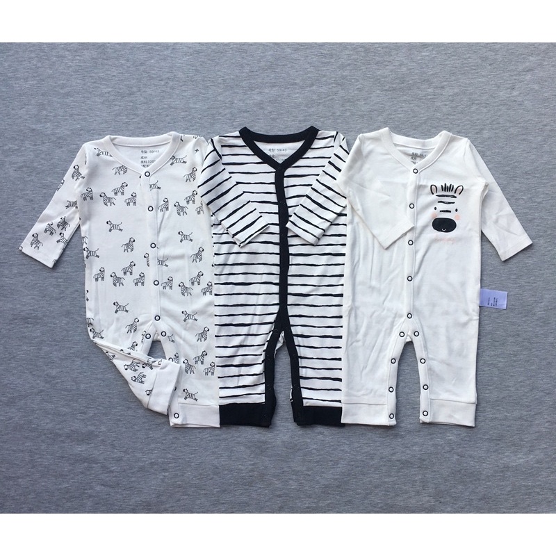 BABY K2 - Sleepsuit Buka Kaki isi 3 Pcs Motif Zebra