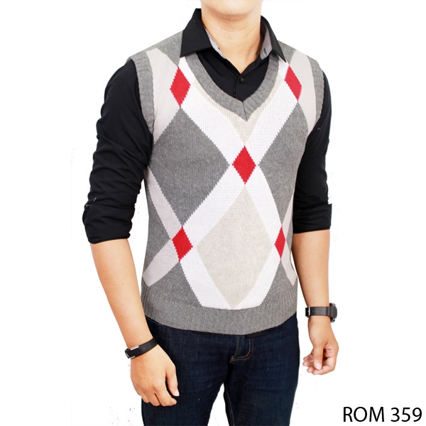 Vest Rajut Pria Rajut Abu – ROM 472