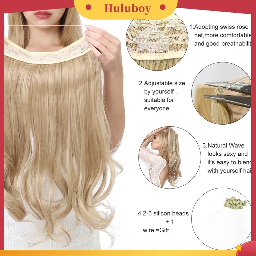 Klip Rambut Extension Elastis Model Keriting Gelombang Warna Natural Dapat Dicuci Untuk Wanita