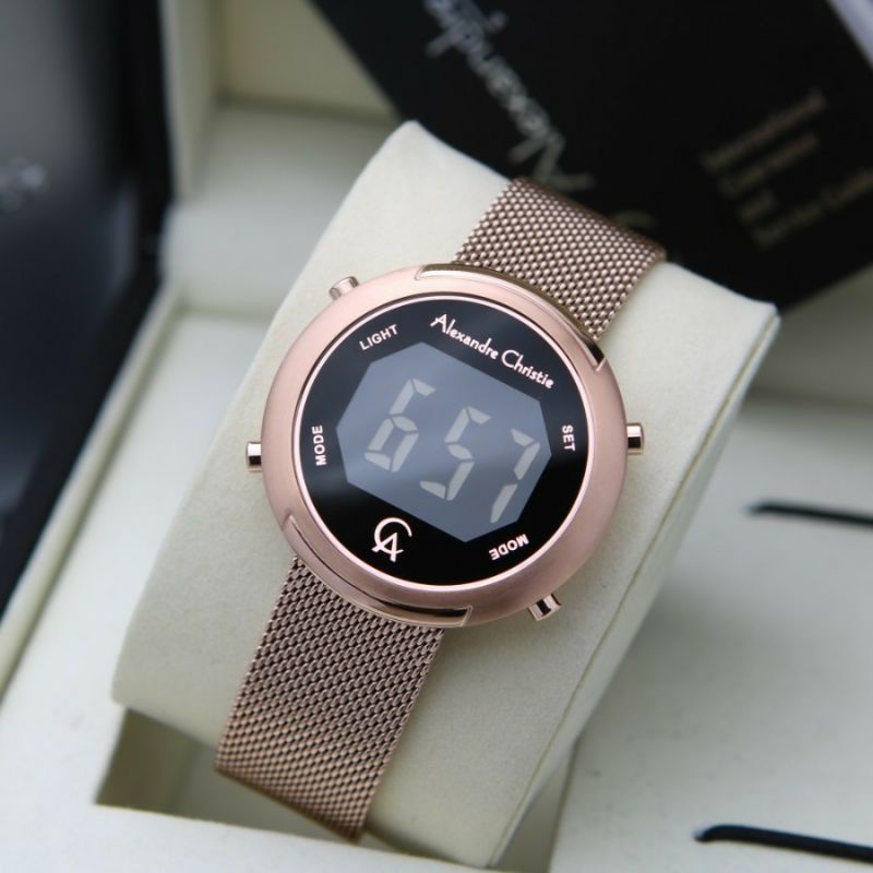 jam tangan alexandre christie 9337 wanita digital rantai pasir model cantik & menarik