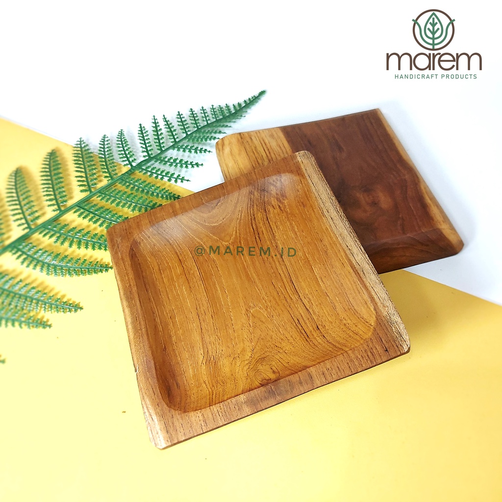 PIRING KAYU JATI | PIRING DESSERT | PIRING BUAH | PIRING SAJI KAYU KOTAK | PIRING SNACK KAYU