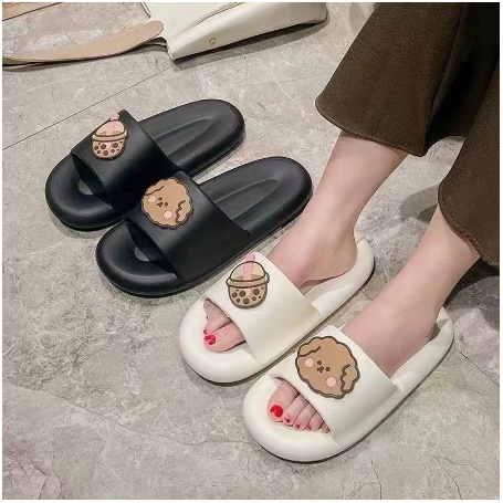 S1053 Sandal Model Doggy / Sandal Imut Motif Boba / Sandal Lucu Wanita / Sandal Rumah Empuk / Sandal Fashion