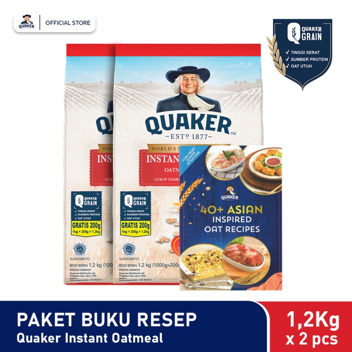 

[NEW] Quaker Instant Oatmeal 1.2 Kg Twin Pack + Buku Resep