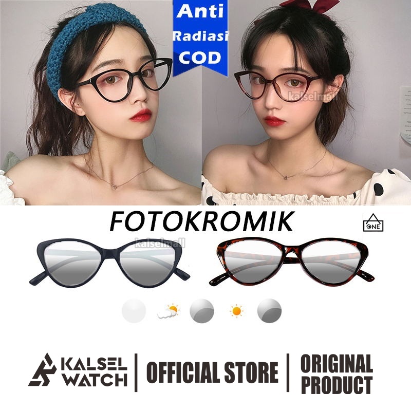 Kacamata Cat Eye Lensa Photocromic Lensa Berubah Warna Hitam dan Anti Radiasi Pria Wanita Kecamata Anti Radiasi Fotokromik Model Korea 2 In 1 Potokromik Photocromi Fotocromic Potocromic Kcamata Photo Foto Cromic Ori Blueray Komputer HP Banjarmasin FTK9