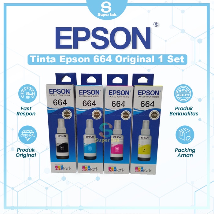 Tinta EPSON 664 Original 1 Set L110, L120, L210, L220, L300