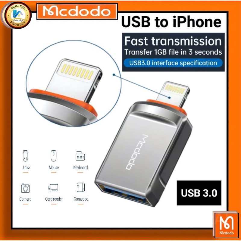 Jual Mcdodo Converter Otg Adapter Usb To Iphone Lightning Shopee