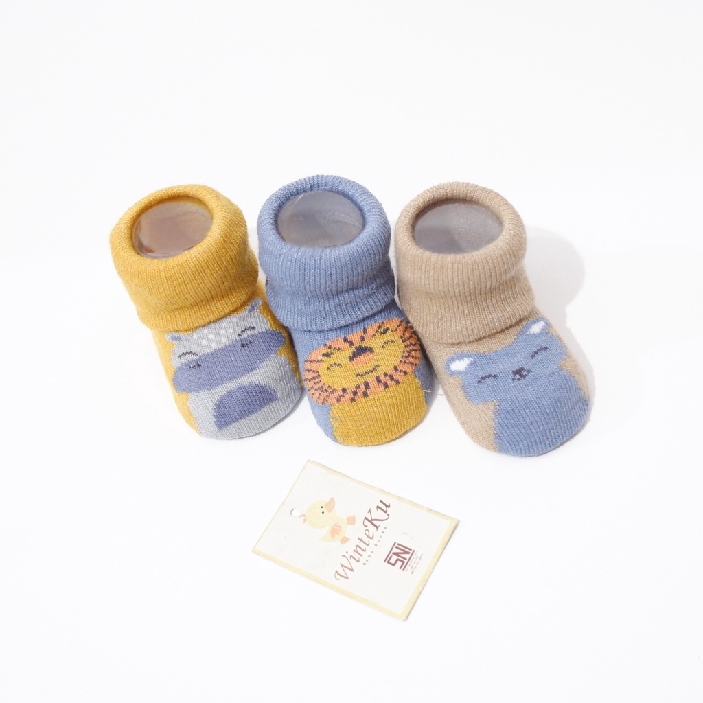 Kaos Kaki BOY New Born isi 3pcs Winteku Animal's - Boy