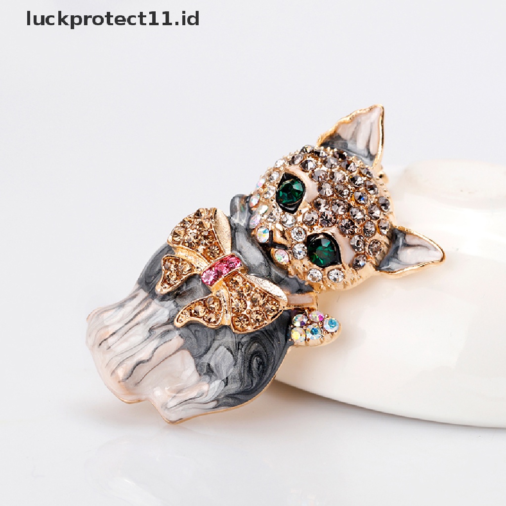 /Fashion Hot// Fashion// Enamel Baru Kristal Mata Hijau Kartun Kucing Bros Pin Perhiasan Tas Ornamen Hadiah.