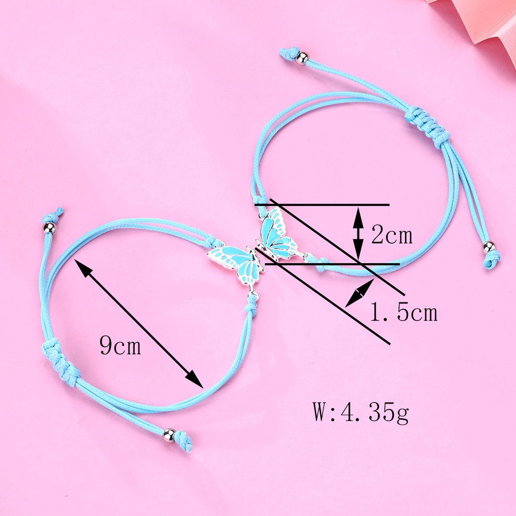 Gelang Kupu Kupu Kupu Magnet BFF Gelang Pasangan Persahabatan Sahabat Perhiasan Hadiah Adjustable Vintage Butterfly Wristband [ZXL]