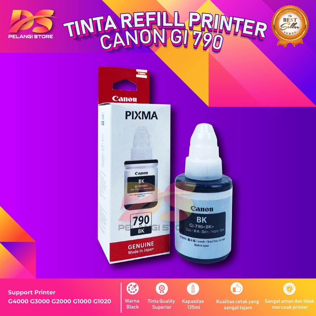 Tinta Canon Gi 790 Black Tinta Printer G1000 G2000 G3000 G4000 G1010 G2010 G3010