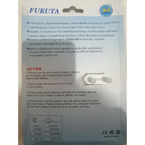 Fukuta Door Bell Wireless Bel Pintu