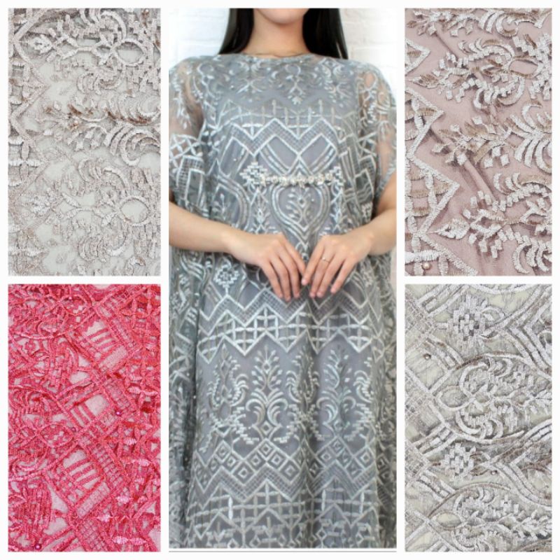 dress kondangan/dress brokat tile jumbo/dress pesta jumbo/dress brokat tile korea/dress pesta brokat
